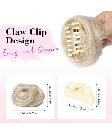 REECHO 2 PCS Mini Claw Clip in Messy & Cat Ears Hair Bun Extensions Wig Accessory Updo Hairpieces for Women Girls (Pack of 2-3.5" Wavy Medium Blonde with Pale Highlights) Pack of 2 - 3.5" Wavy Medium Blonde with Pale Highlights - Buy Online on GoSupps.com