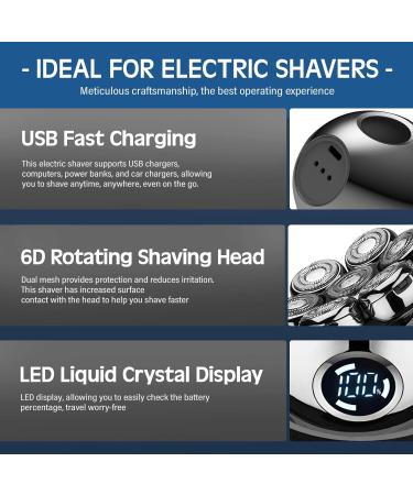 Hyadry 5-in-1 Electric Head Shaver for Men - IPX6 Waterproof Bald Razor with 7 Rotating Heads Beard & Nose Hair Trimmer LED Display - Buy Online on GoSupps.com
