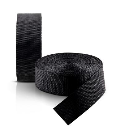Houseables Polypropylene Webbing, 2 Inch Strapping, Polypro Strap, 2" W x 25 Yards (Two 12.5 Yard Rolls), Black, for Furniture, Upholstery, Seatbelt Material, Bags, Canoe Seat, UV Resistant Fabric
