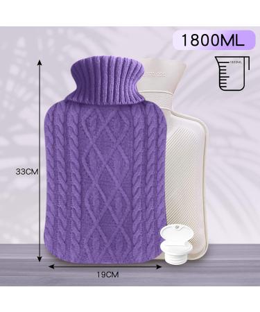 2L Hot Water Bottles with Elegant Knitted Covers for Pain Relief - Purple - Buy Online on GoSupps.com