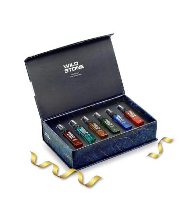 W'il.d S-tone Fragrance Gift Set with Ultra Sensual Forest Spice Red Hydra Energy Edge and Night Rider Perfume for Men Pack of 6 (8ml each)