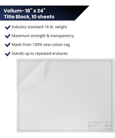 10-Sheets 18x24 Pacific Arc Drafting Vellum Paper Rag with Title Block - Border Included - Buy Online on GoSupps.com