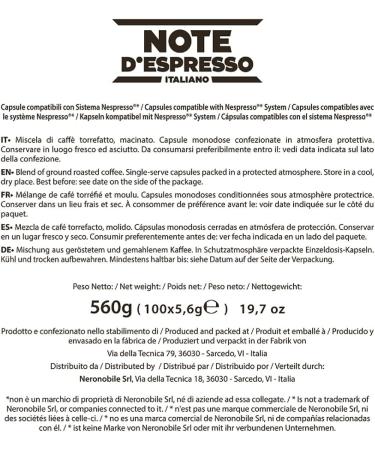  Note d'Espresso Note d'Espresso - Colombia - Coffee Capsules - Exclusively Compatible with NESPRESSO Machine - 100 x 5.7 g - Buy Online on GoSupps.com