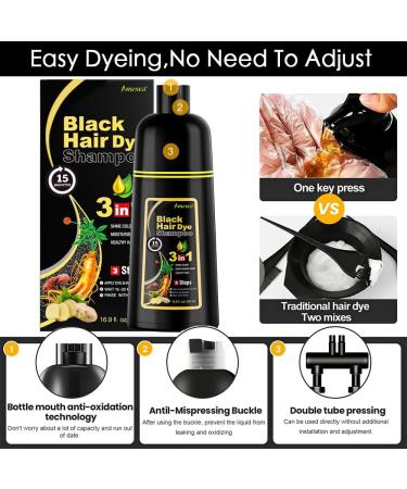 Instant Black Hair Shampoo Gray Hair Dye Shampoo 3 in 1 Natural Black Hair Dye Shampoo for Men and Women(Natural Black) - Buy Online on GoSupps.com