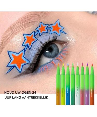 Dioeazh Matte colored eyeliners pen liquid eyeliners Colored Neon Liquid Eyeliners Pen 8xBright Colors Waterproof Smudge Resistant Smooth and No Fading Eyeliner for Girl - Buy Online on GoSupps.com