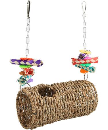Durable Bird Grass Woven Swing with Hooks - Fun Chew Toys for Parrots Budgies Lovebirds & Finches - Ideal Bird Cage Accessory - Buy Online on GoSupps.com