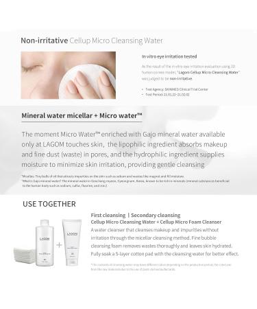 LAGOM Cellup Micro Cleansing Water Natural Micellar Moisturizing Face Wash Facial Cleanser for All Skin Type 11.83 Fl Oz - Buy Online on GoSupps.com