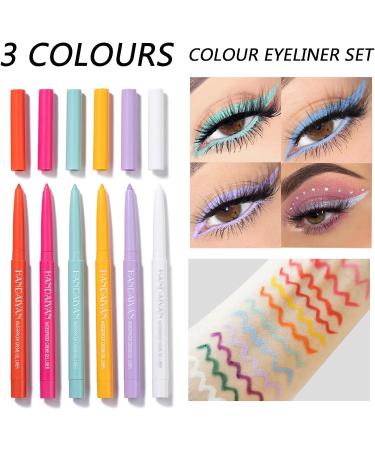 Matte Coloured Eyeliner Set - 3 Waterproof Eyeliner Pencils in Cyan Blue and Purple Shades for All-Day Wear - Buy Online on GoSupps.com