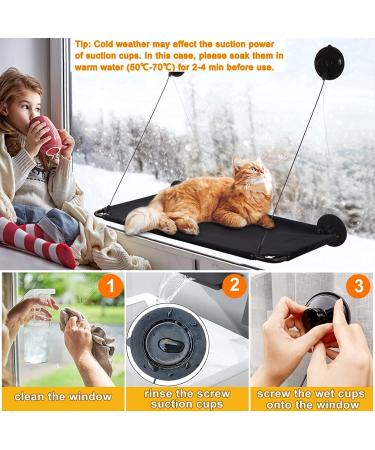Cat Window Hammock Perch Bed for Large Cats | Upgraded Suction Cups | Black - Buy Online on GoSupps.com