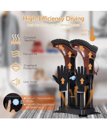 COSTWAY Boot and Shoe Dryer with Timer, Heating Blower, and Ozone Disinfection - Black - Buy Online on GoSupps.com