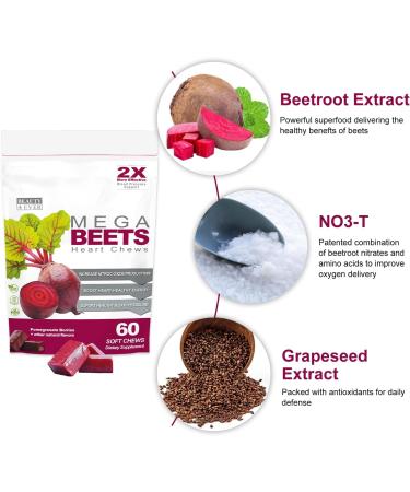 Beauty 4 Ever - Mega Beets Chews - Grape Seed Extract & Non-GMO Beet Energy Chews - Pomegranate Berry Flavor - 60 Count - Buy Online on GoSupps.com