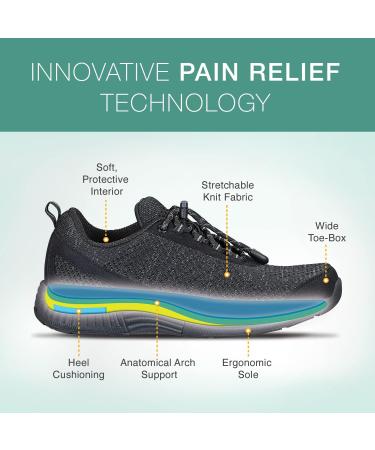 Orthofeet Women's No Tie Knit Coral Sneakers - 41 EU Wide Orthopedic Shoes in Black for Comfortable Walking - Buy Online on GoSupps.com