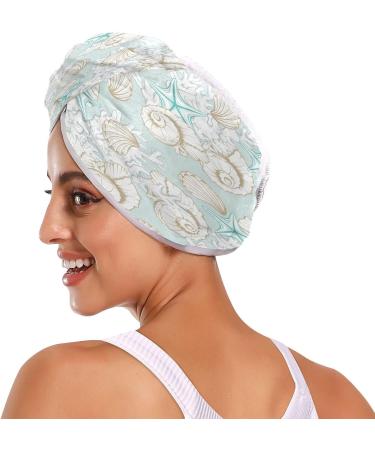 Seashell Dry Hair Cap & Quick Drying Towel Set | Super Absorbent Soft 2-Piece Bundle with Button Headband - Perfect for International Shipping - Buy Online on GoSupps.com