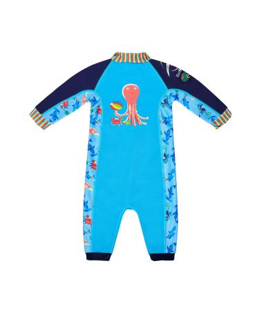 Konfidence Splashy Swimsuit-Eco-Friendly Baby Swimming Costume 0-24 Months Made with Recycled Plastic-Super Soft & Warm Fleece Lined Baby Wetsuit with 50+ UV Protection - Otto & Mishell 6-9 Months 6-9 Months Seabiskit
