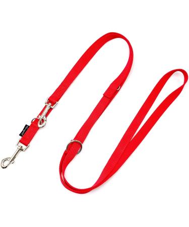Adjustable Double Dog Leash for Large Dogs - 2m/2.4m/2.8m/3.5m/5m - Durable Red 25mm - Perfect for Walking Two Dogs - Buy Online on GoSupps.com