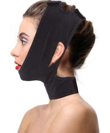 Chin Compression Garment Strap Band Face Lift - Neck Cover Face Compression (M Black) - Buy Online on GoSupps.com
