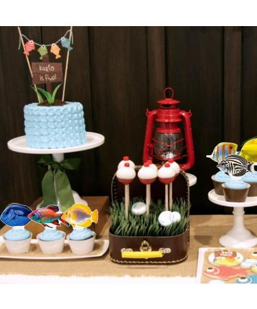 48Pcs Fish Cupcake Toppers Tropical Fish Cupcake Toppers Fishing Birthday Cake Picks Fish Theme Party Decorations for Let's Go Fishing Baby Shower Supplies - Buy Online on GoSupps.com