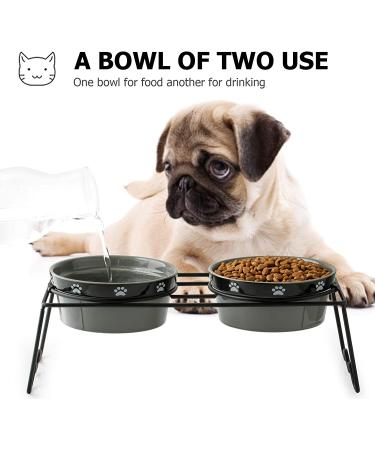 Y YHY 24oz Raised Ceramic Dog Bowls - Elevated Pet Bowls for Food and Water - Prevent Neck Pain - Anti Slip Feet - Grey - Buy Online on GoSupps.com