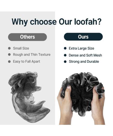 AmazerBath Shower Loofah Set for Men and Women - Pack of 3 Body Scrubber Loofah Sponge 60g/PCS Medium - Classic Black & White Edge - Buy Online on GoSupps.com