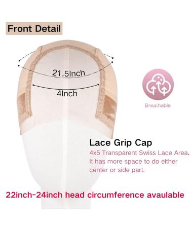Lace Wig Grip Cap for Women - 4x5 Transparent Swiss Lace Non-Slip Wig Gripper Light Brown Stocking Dome Cap with Built-In Elastic Headband - Buy Online on GoSupps.com