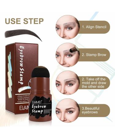 Eyebrow Stamp Shape Set - 10 Reusable Templates & 2 Brushes | Waterproof Medium Brown Powder for Perfect Brows - Buy Online on GoSupps.com