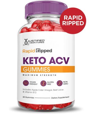 Buy 3 Pack Rapid Ripped Keto ACV Gummies - 1000MG Vegan Non-GMO Apple Cider Vinegar with Pomegranate & Beet Juice - 180 Gummies - Buy Online on GoSupps.com