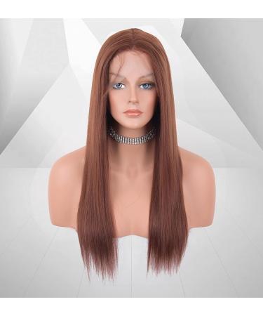 Vebonny Auburn Brown Lace Front Wig for Women - 20 Inch Straight Hair with Baby Hair Glue-Free & Middle Parting - #021 - Buy Online on GoSupps.com