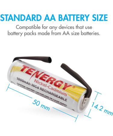 Buy Tenergy 1.2V AA NiCD Rechargeable Batteries - 1000mAh Flat Top for Shavers & Trimmers | 24 Pack - International Shipping Available - Buy Online on GoSupps.com