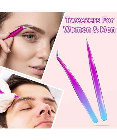 Rose Blue Lash & Precision Tweezers Set for Women and Men - Ideal for Eyebrow, Facial Hair, Beards, and Ingrown Hair Removal - Buy Online on GoSupps.com