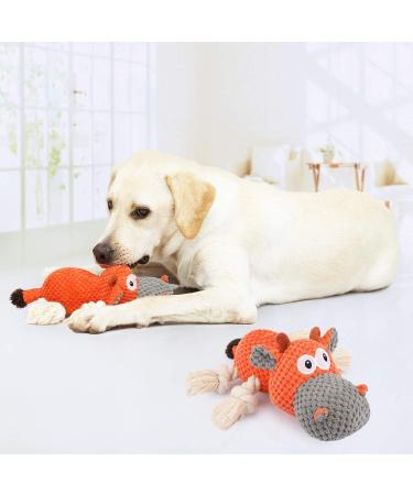 Iokheira Dog Toys for Big Dogs | Squeaker & Zug Rope Plush Toys | Interactive Soft Material for Large Medium and Small Dogs - Antique Orange - Buy Online on GoSupps.com