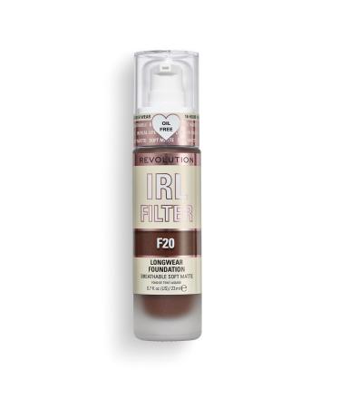 Makeup Revolution IRL Filter Longwear Foundation Medium to Full Coverage Matte Finish 16 Hour Wear F20 Deep Skin Tones 23ml F20 23 ml (Pack of 1)