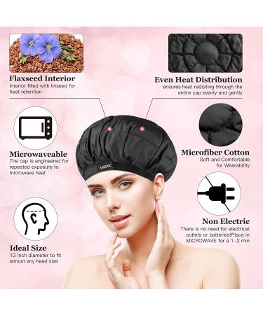Black Cordless Deep Conditioning Heat Cap - Microwavable, Safe & Effective for Hair Steaming Therapy - Flaxseed Interior for Maximum Heat Retention - Buy Online on GoSupps.com