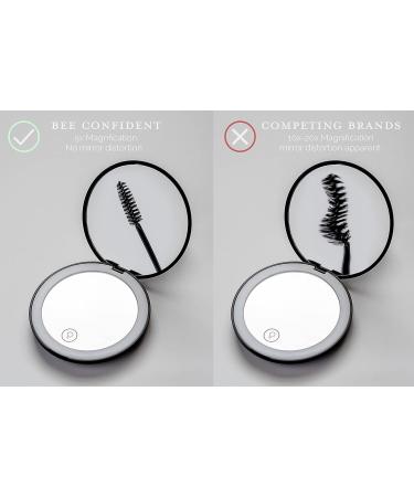 Rechargeable LED Compact Travel Mirror with 5X Magnification, 3 Light Settings, and Free Tweezers - Buy Online on GoSupps.com