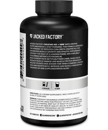 Jacked Factory Creatine HCL + HMB Capsules - Synergistic CON-CRET myHMB & Vitamin D Formula for Improved Growth Strength & Reduced Muscle Breakdown - 150 Capsules - Buy Online on GoSupps.com