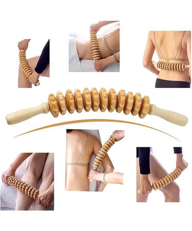 Wooden Massage Roller & Back Roll Ropes - 12 Rolls 360 Curved Muscle Relief & Anti-Cellulite Tool - Buy Online on GoSupps.com