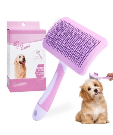 PHAVESAS Groß Pets Dog Brushing Cat brush pet brushed self-cleaning fur brush hair removed pet brush for long-haired and short hair purple rosa pink-groß