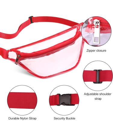 Women's Waterproof Clear Fanny Pack - Red | Stadium Approved Waist Bag for Concerts & Sports Events - Buy Online on GoSupps.com