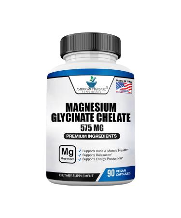 Magnesium Glycinate 575mg per Serving Magnesium Glycinate Chelate Magnesium Glycinate Capsules Magnesium Supplement for Bone & Muscle Health Chelated for Maximum Absorption 90 Veggie Capsules