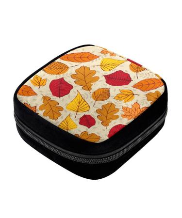GIAPB Period Bag Sanitary Napkin Storage Bag Pad Holder for Period Makeup Pouch Autumn Leaves Orange Color1383