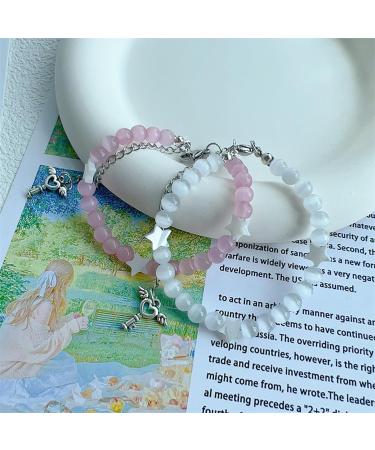 Oralgo Cat Eye-Stone Pearl Bracelets | Natural Opal Adjustable Wrist Chain | Fashionable Yoga Jewelry & Lucky Charms for Women - Buy Online on GoSupps.com