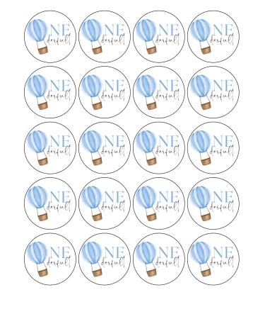 20 x edible ONEDERFUL cupcake toppers wafer/icing uncut - boys 1st Birthday (wafer paper) Rice Paper