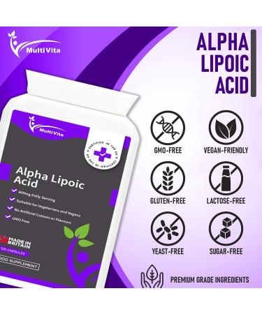 Alpha Lipoic Acid ALA 600mg 120 Capsules | Antioxidant Supplement | Non GMO | UK Manufactured to GMP Standards - Buy Online on GoSupps.com