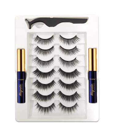 Alcastar Magnetic Eyelashes Kit - Natural, Reusable, Waterproof Magnetic Lashes with Applicator - Cruelty-Free - Long Lasting - 7 Pairs + 2 Tubes - Buy Online on GoSupps.com
