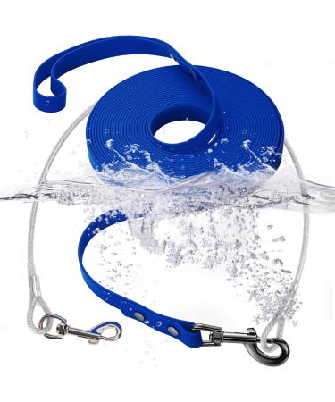 Waterproof Leash for Dogs with Chew Proof Tie-Out Leashes Waterproof Training Leash for Dogs (Blue 15m) 15m Blue