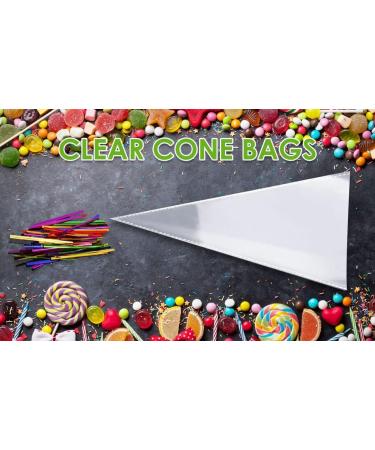 100 Pcs Clear Cone Bags Sweets Cellophane Treat Bag for Baking Candy Cookie Displaying Wrapping Halloween Triangle Goody Bags OPP Treat Bags Sweet Party Gift Bags (13x25) - Buy Online on GoSupps.com