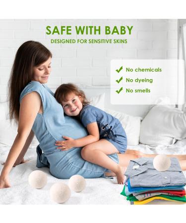 Organic Wool Dryer Balls 4 Pack XL - 100% New Zealand Wool Fabric Softener - Reusable & Baby Safe - Shortens Drying Time, Reduces Wrinkles - 1000 Loads - White - Buy Online on GoSupps.com