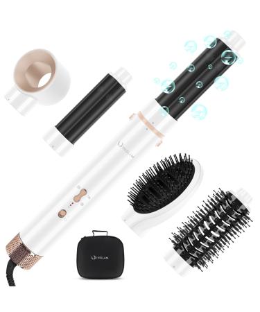 IG INGLAM Pro 5 in 1 MegaAIR 110 000 RPM High-Speed Ionic Hair Dryer Air Automatic Curling Iron Blow Dryer Brush for Curling Volumizing Straightening White