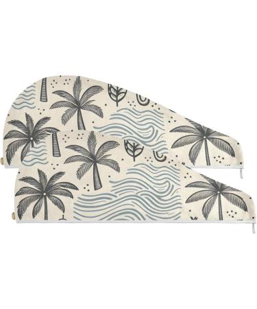 Shop Coconut Tree Hair Towel 2 Pack - Super Absorbent Quick Dry Hair Turbans for Women & Girls - Buy Online on GoSupps.com