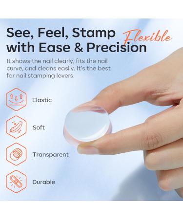 Modelones Nail Art Stamper Kit 6PCs - Double Nail Stamp Set with 4 Clear Silicones Scraper & Tool for DIY Manicure & Shellac Nail Polish - Buy Online on GoSupps.com