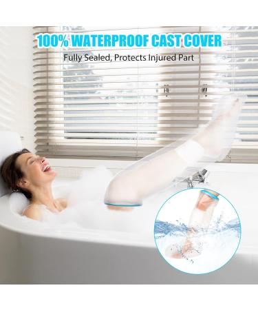 BESUMYN Waterproof Short Leg Cast Cover - Shower Bandage Protector for Broken Knee, Ankle, Foot - Reusable, Watertight, Clear Design - Buy Online on GoSupps.com